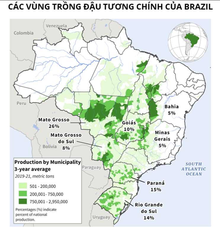 Brazil đã thu hoạch 16% diện tích đậu tương niên vụ 2023/24