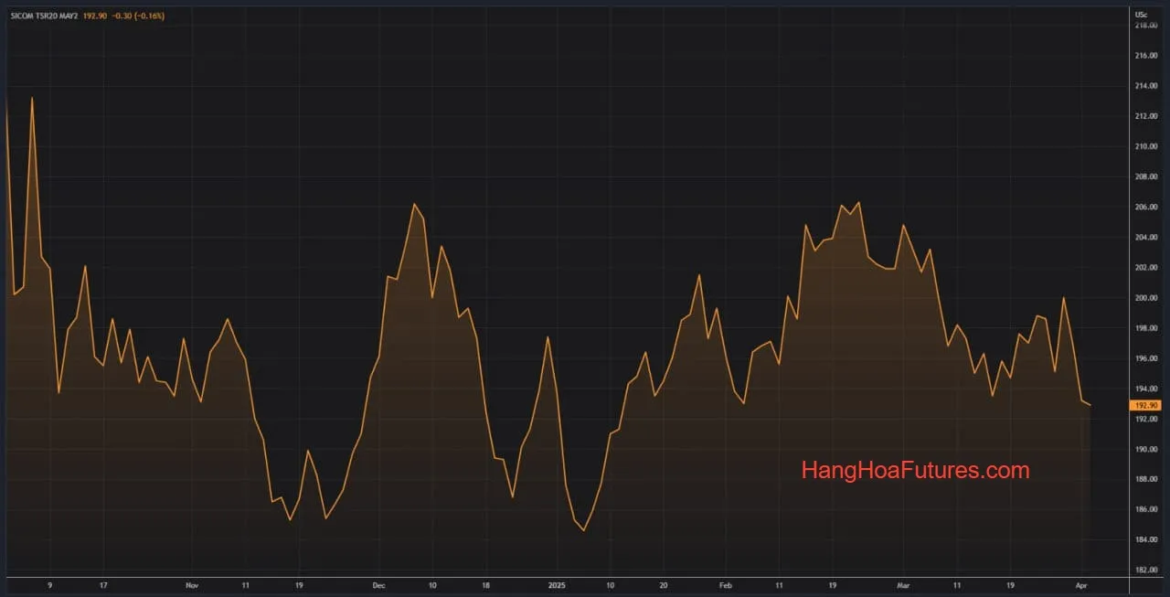 Cao su - Giá tương lai tại Nhật Bản tăng nhờ lo ngại nguồn cung, nhưng bất ổn về thuế quan gây áp lực